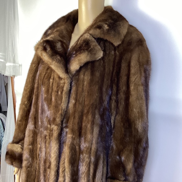 Luxurious Dasco Dark Mahogany Brown mink Full Length Fur Coat Sz 12 - Picture 2 of 14